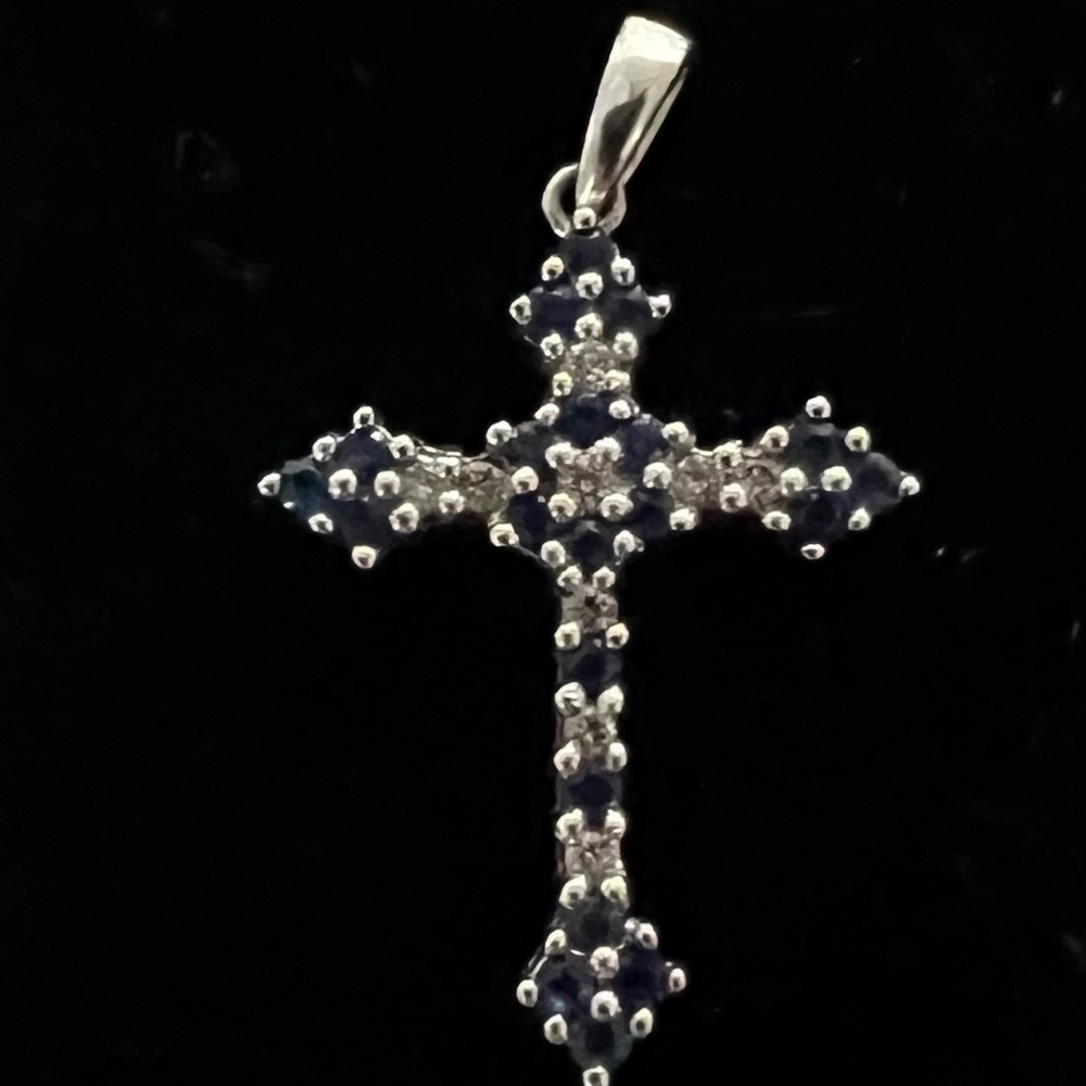 Sapphire and Diamond Cross Pendant